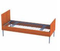 Кровать одноярусная металлическая бытовая (с деревянными спинками и царгами)